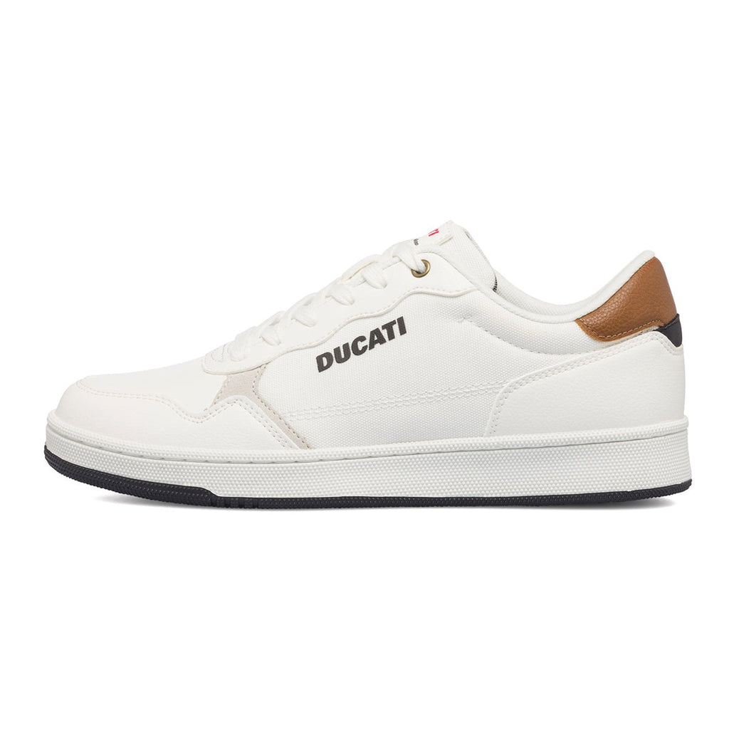 Sneakers bianche da uomo con logo laterale Ducati