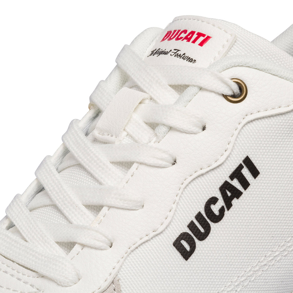 Sneakers bianche da uomo con logo laterale Ducati