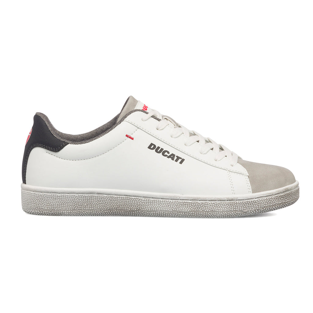 Sneakers bianche da uomo con logo laterale Ducati