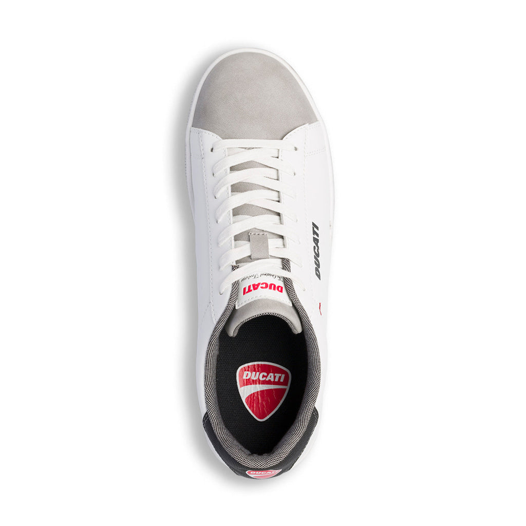 Sneakers bianche da uomo con logo laterale Ducati