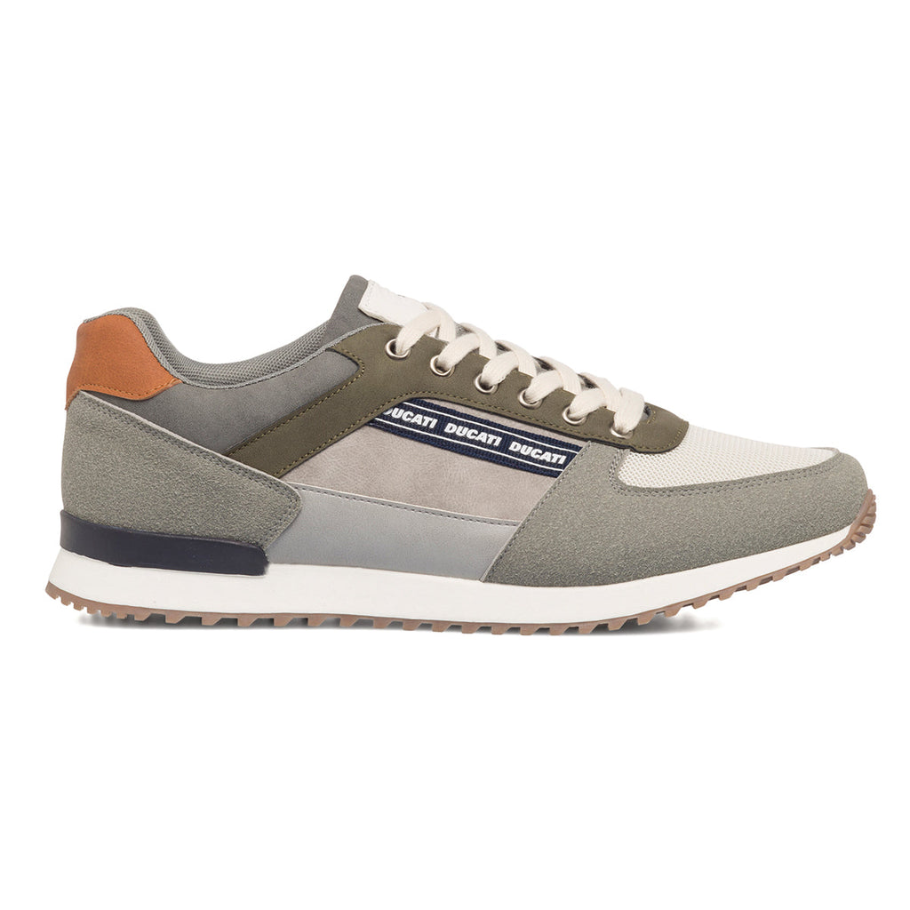 Sneakers khaki da uomo con logo laterale Ducati