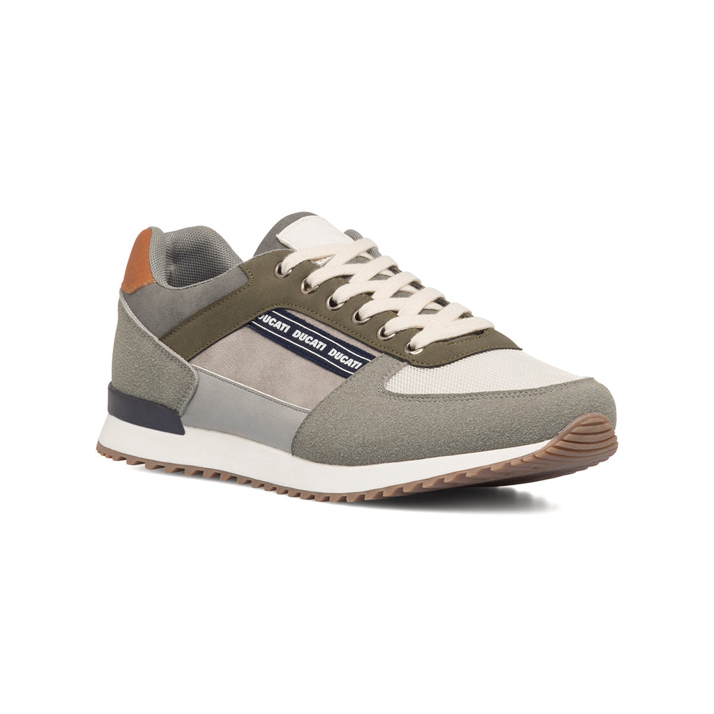 Sneakers khaki da uomo con logo laterale Ducati