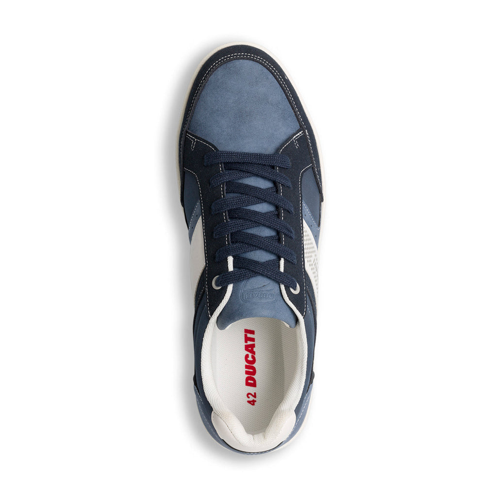 Sneakers blu e nere da uomo con logo laterale Ducati