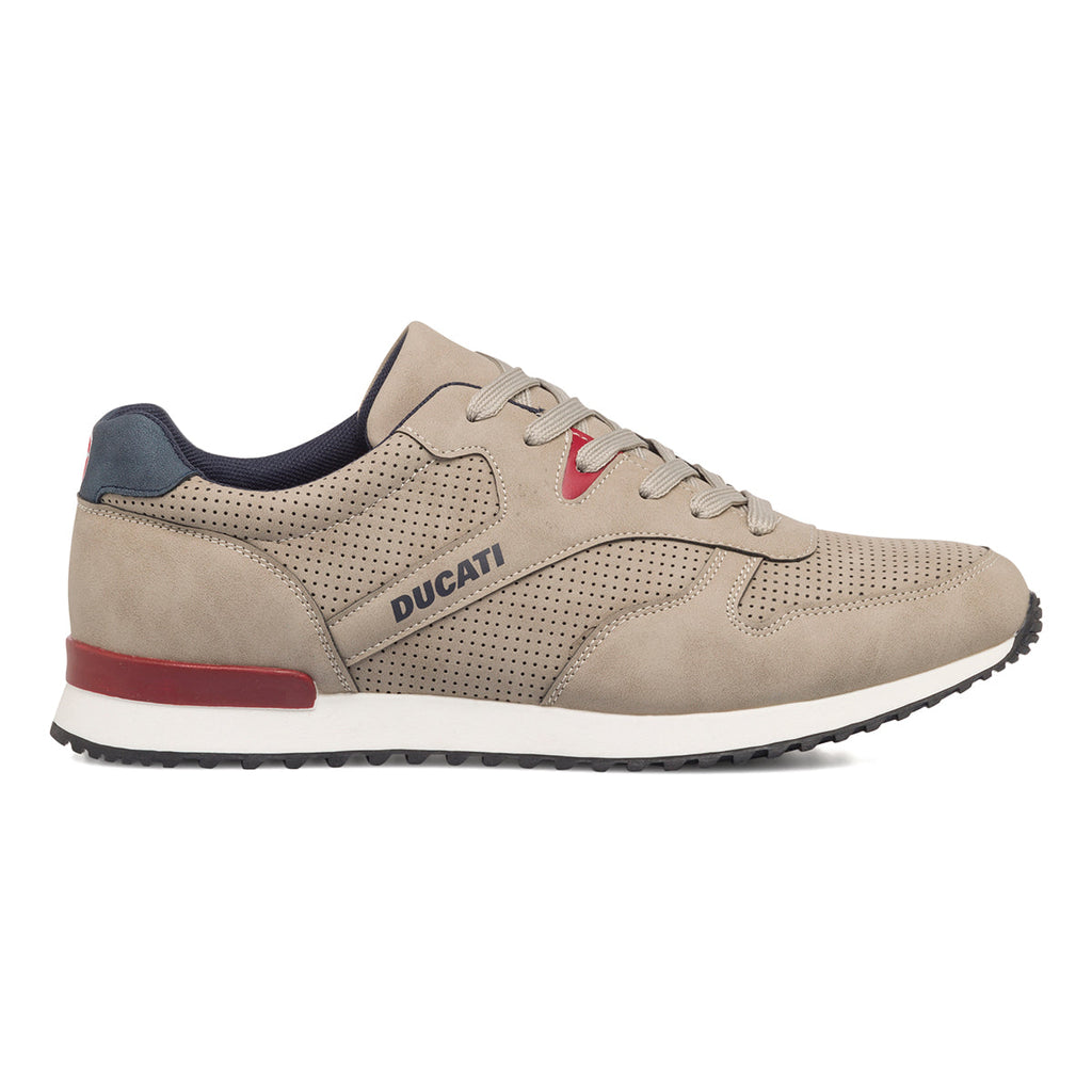 Sneakers beige da uomo con dettagli traforati Ducati