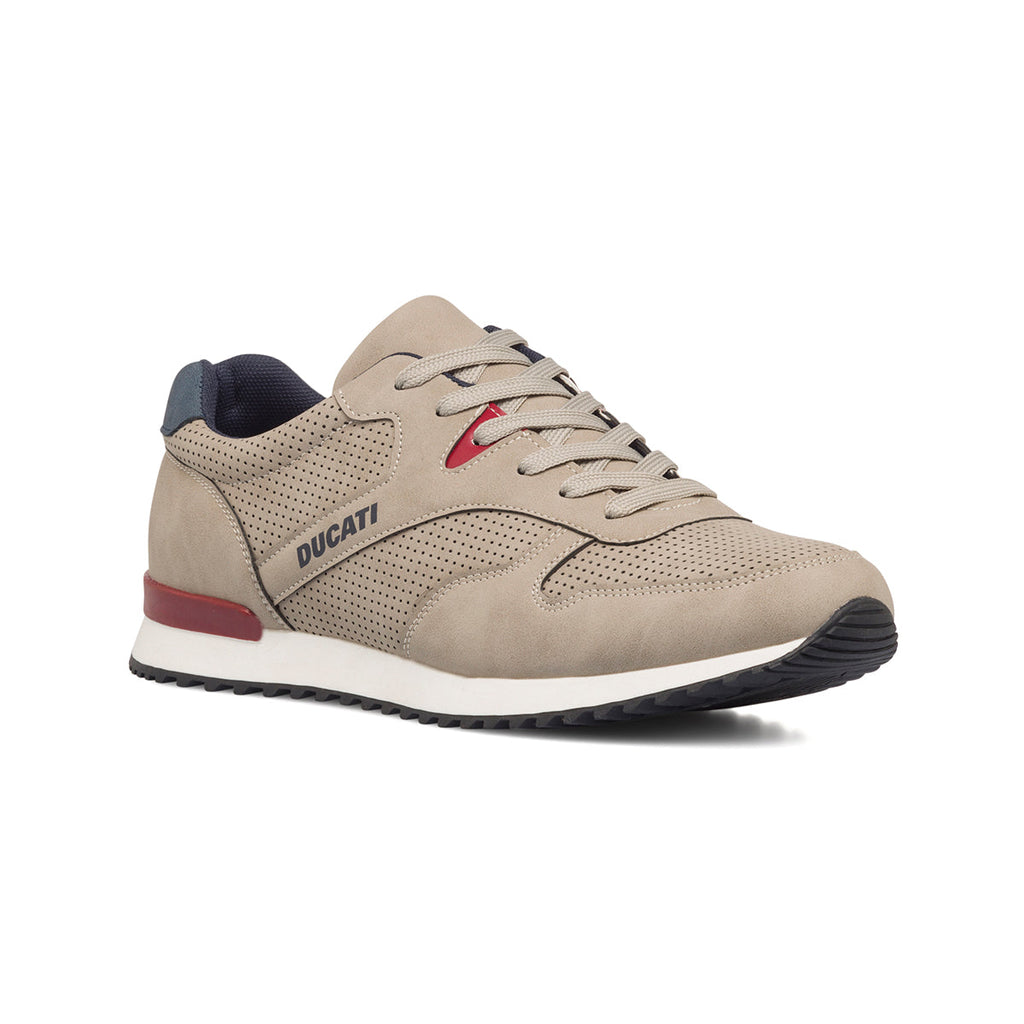 Sneakers beige da uomo con dettagli traforati Ducati