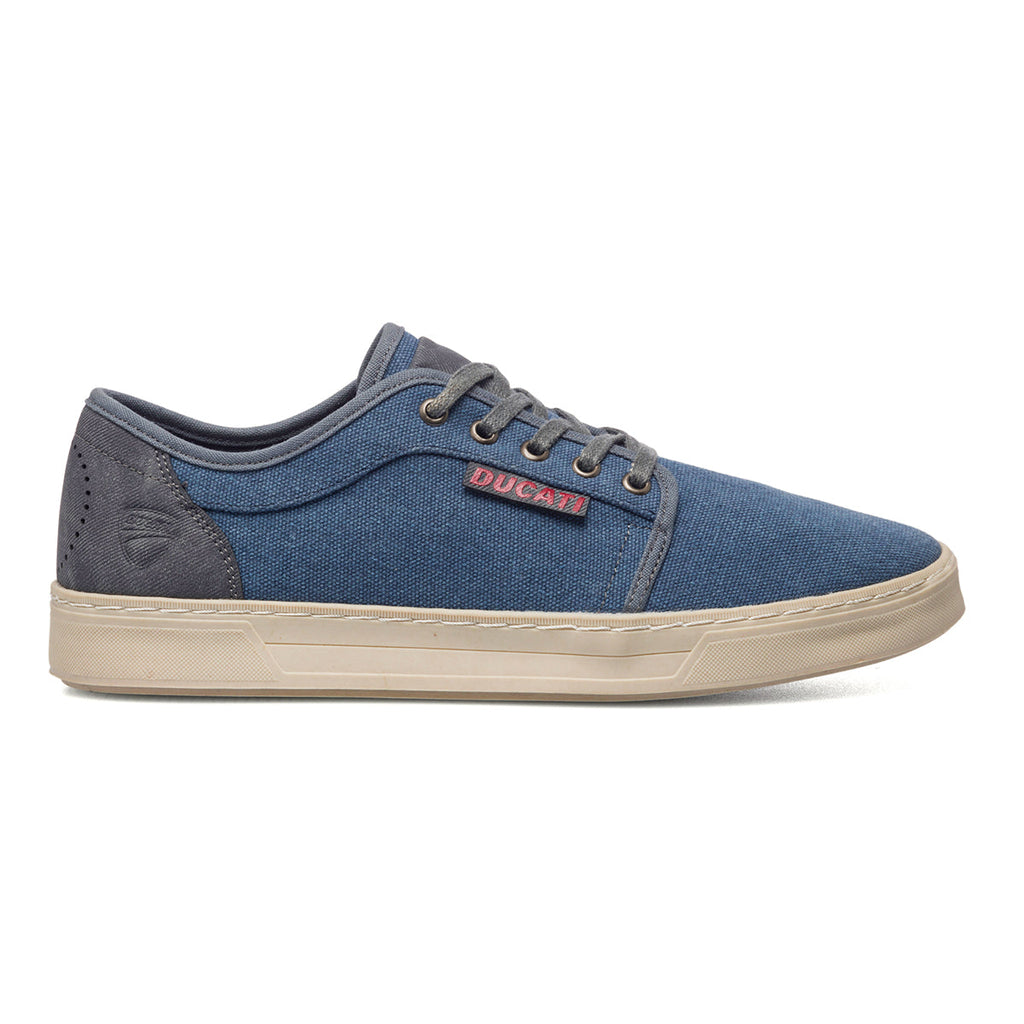 Sneakers blu in tessuto da uomo con logo laterale Ducati