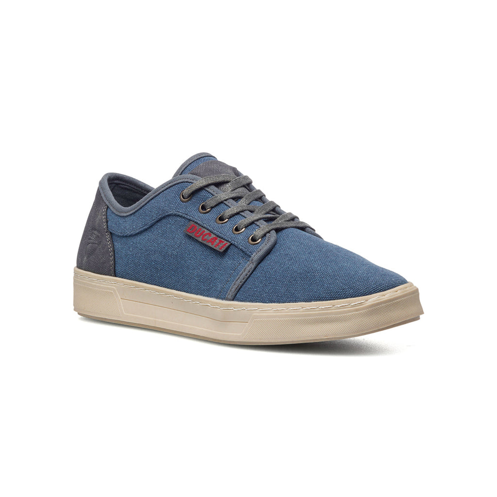 Sneakers blu in tessuto da uomo con logo laterale Ducati