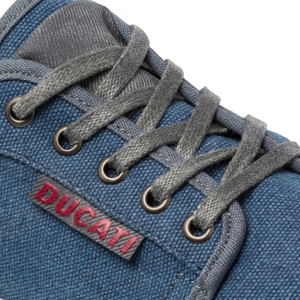 Sneakers blu in tessuto da uomo con logo laterale Ducati