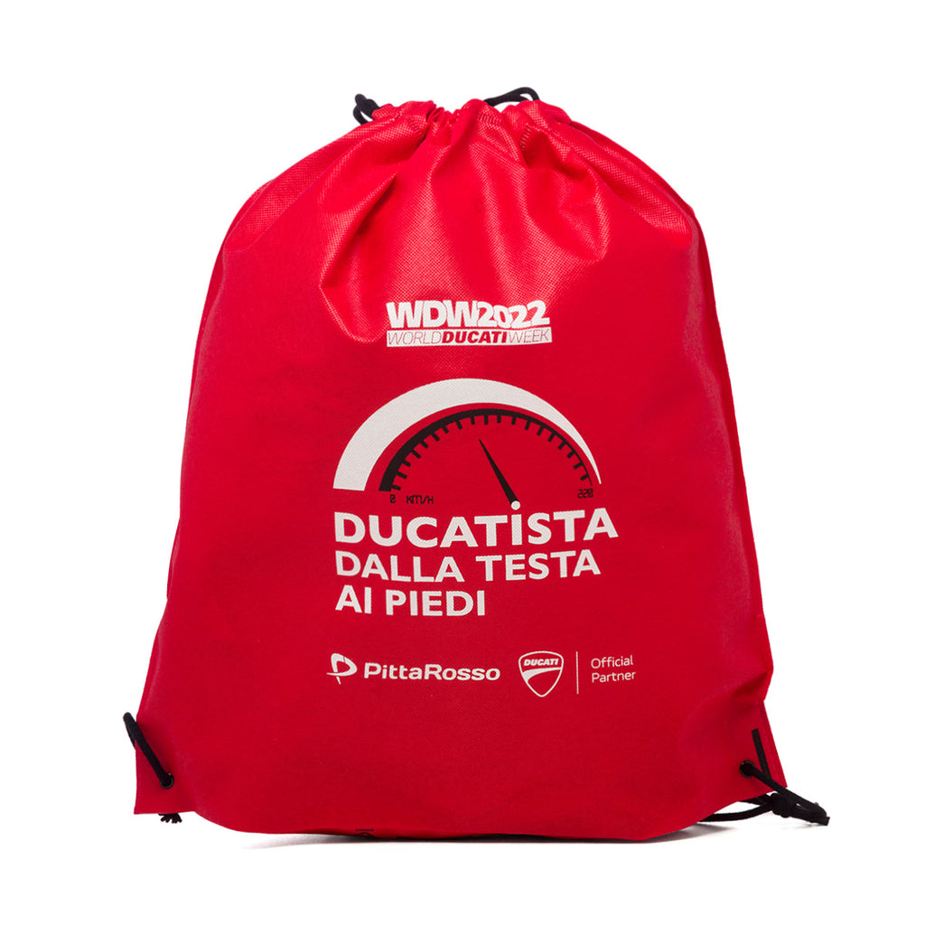 Sacca da palestra rossa con logo World Ducati Week 2022