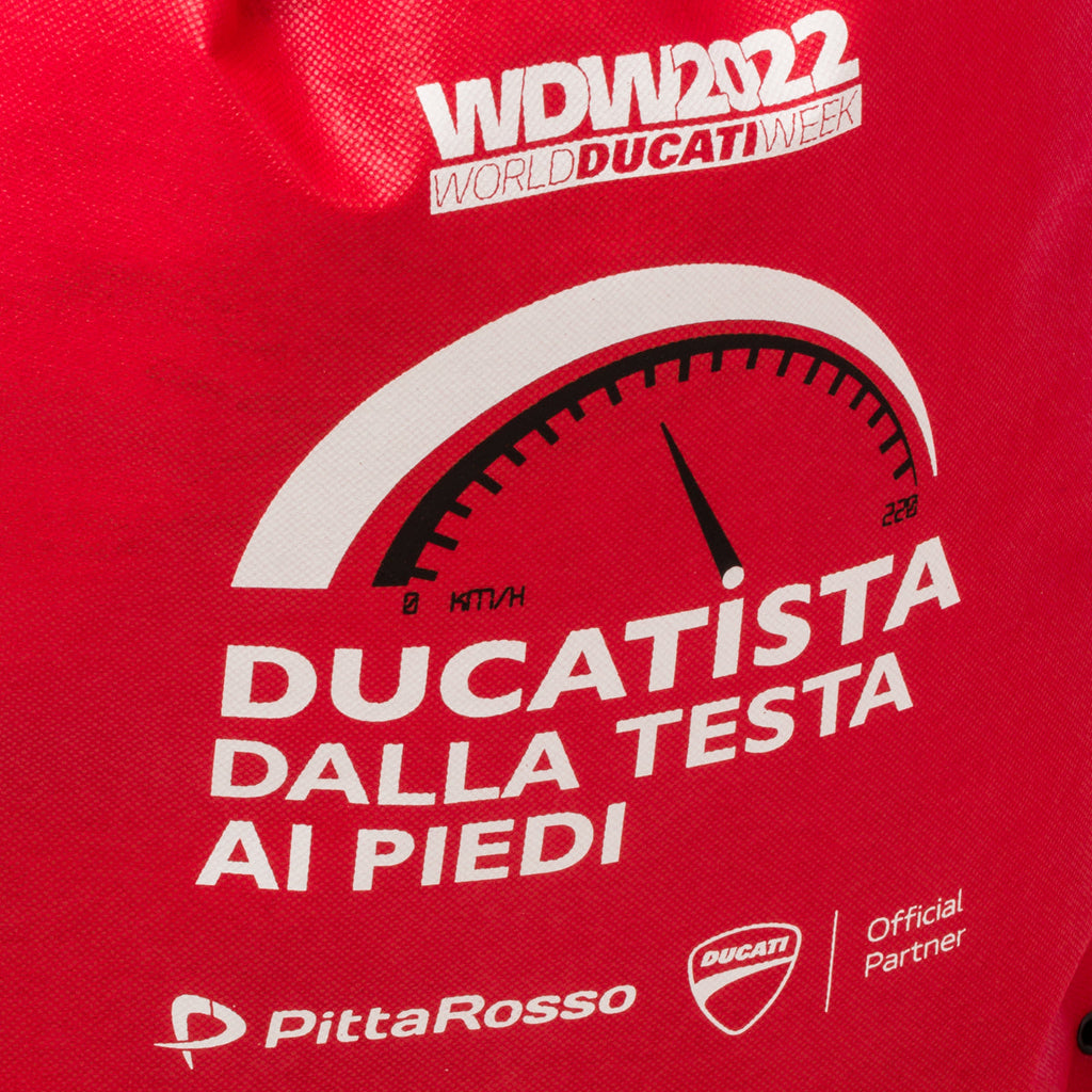 Sacca da palestra rossa con logo World Ducati Week 2022