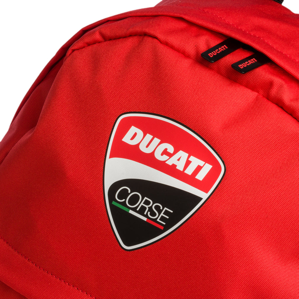 Zaino rosso con badge Ducati Corse