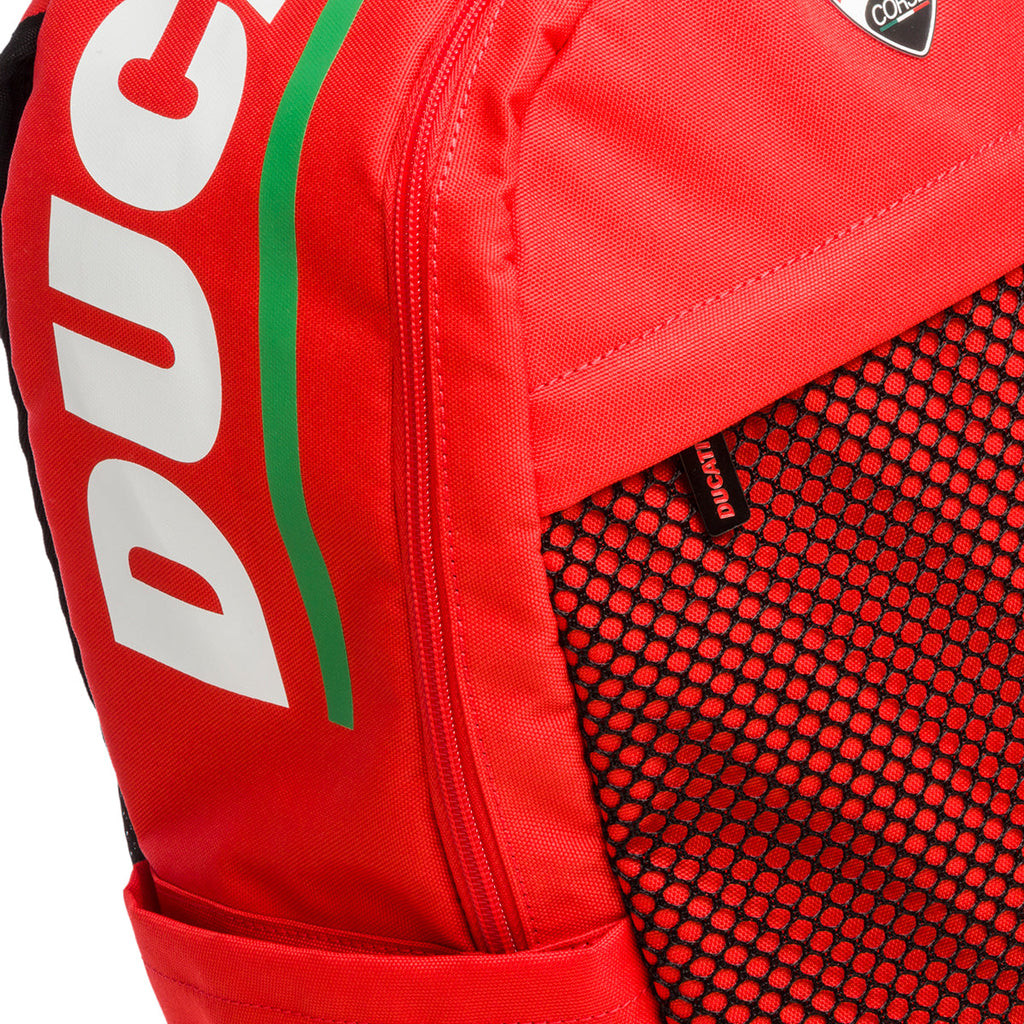 Zaino rosso con badge Ducati Corse