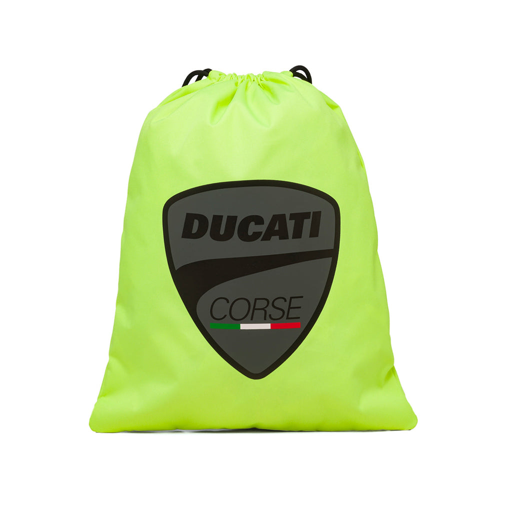 Sacca da palestra giallo fluo con badge Ducati Corse