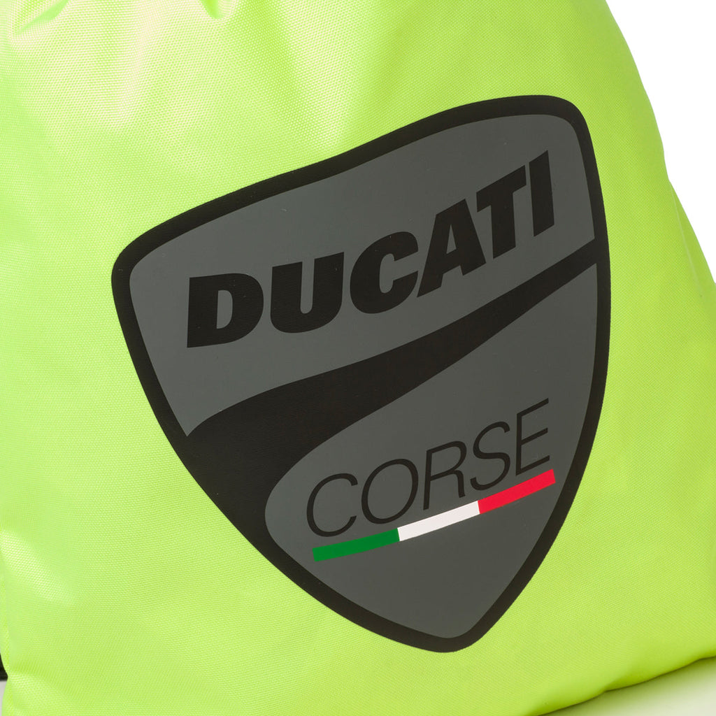 Sacca da palestra giallo fluo con badge Ducati Corse