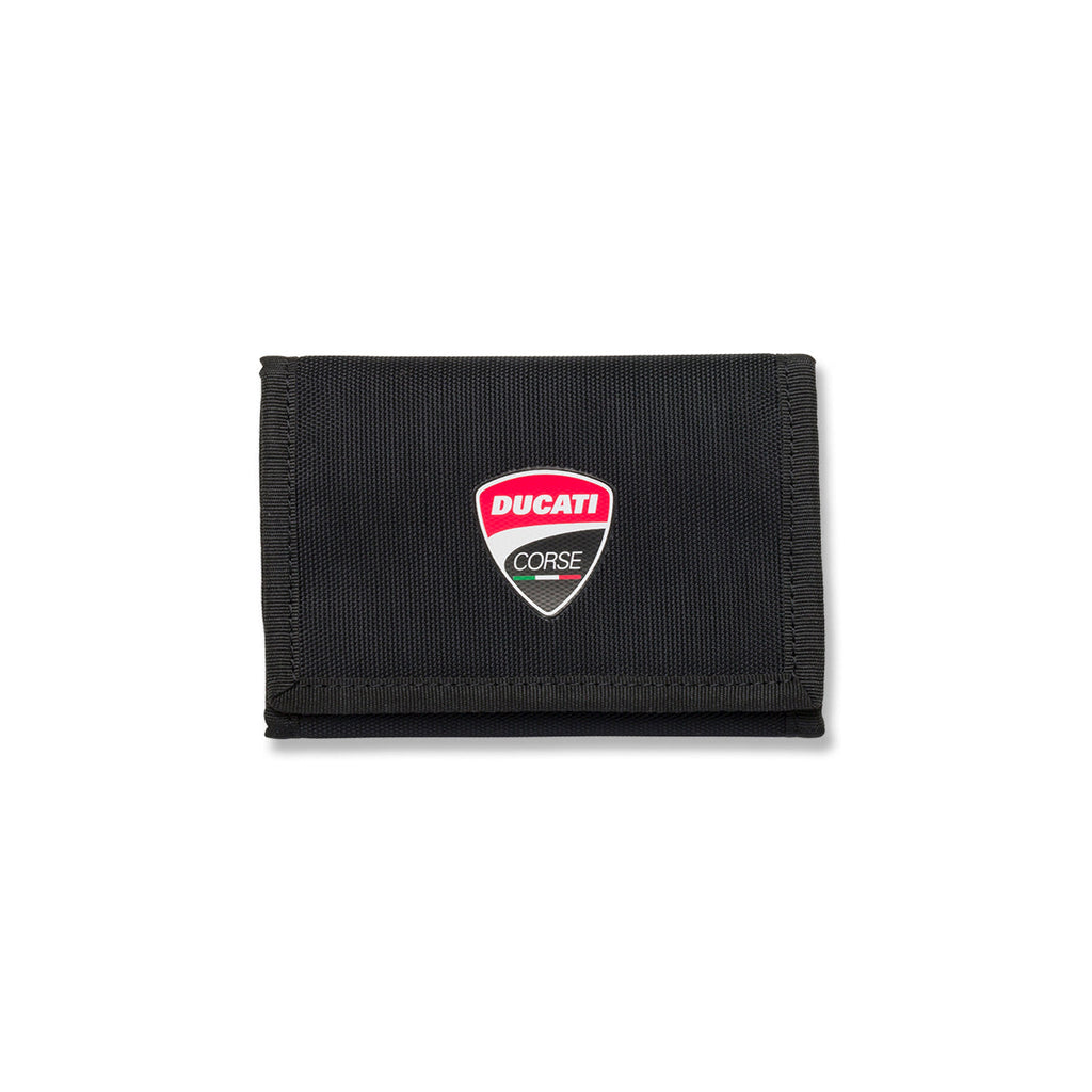 Portafoglio nero in tessuto con badge Ducati Corse