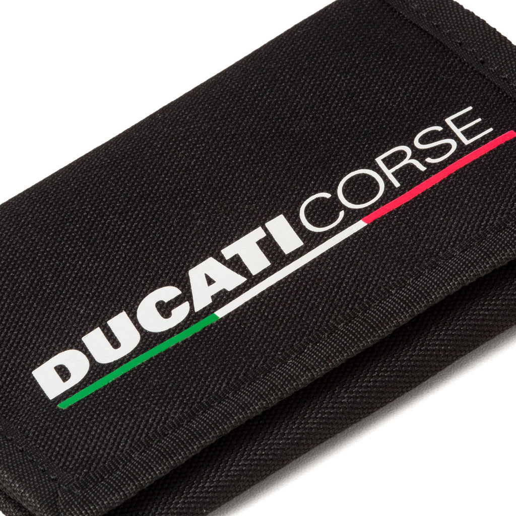 Portafoglio nero in tessuto con logo Ducati Corse