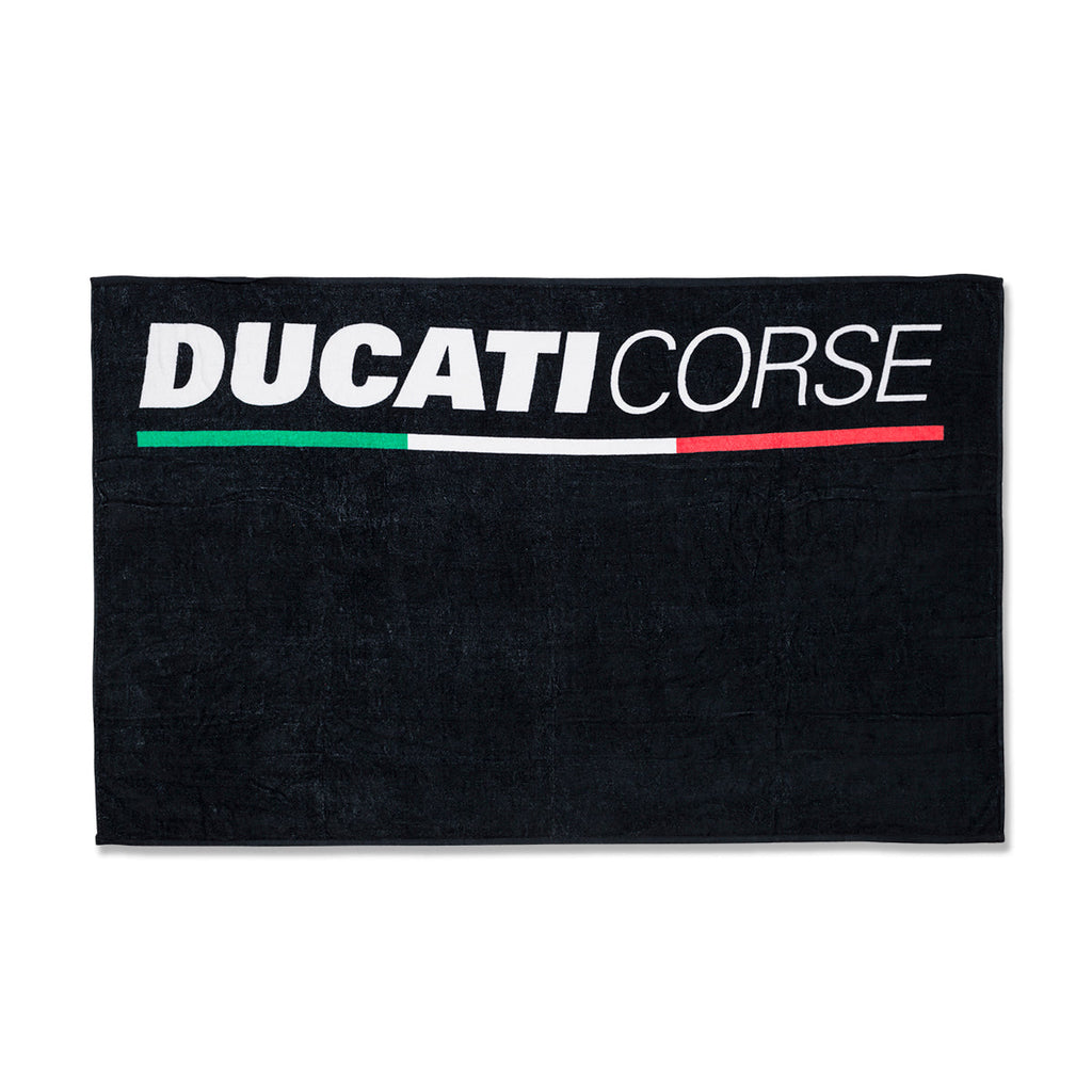 Telo mare nero in spugna con maxi-logo Ducati Corse