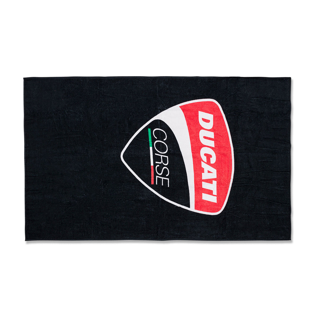 Telo mare nero in spugna con maxi-logo Ducati Corse