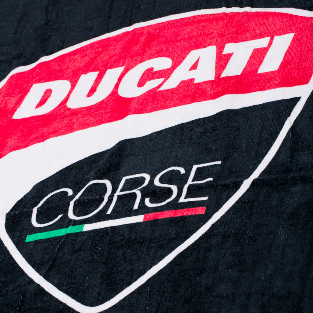 Telo mare nero in spugna con maxi-logo Ducati Corse