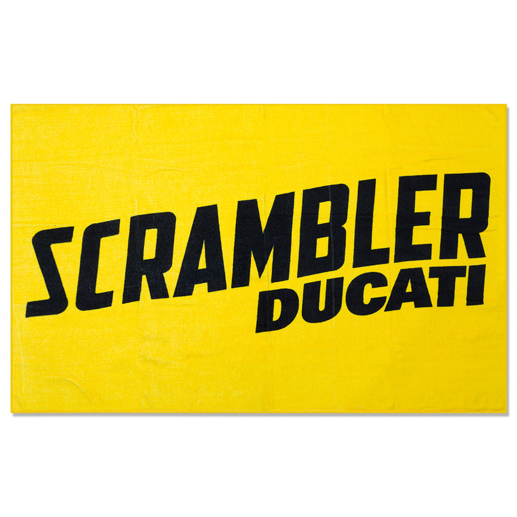 Telo mare giallo in spugna con maxi-logo Scrambler Ducati