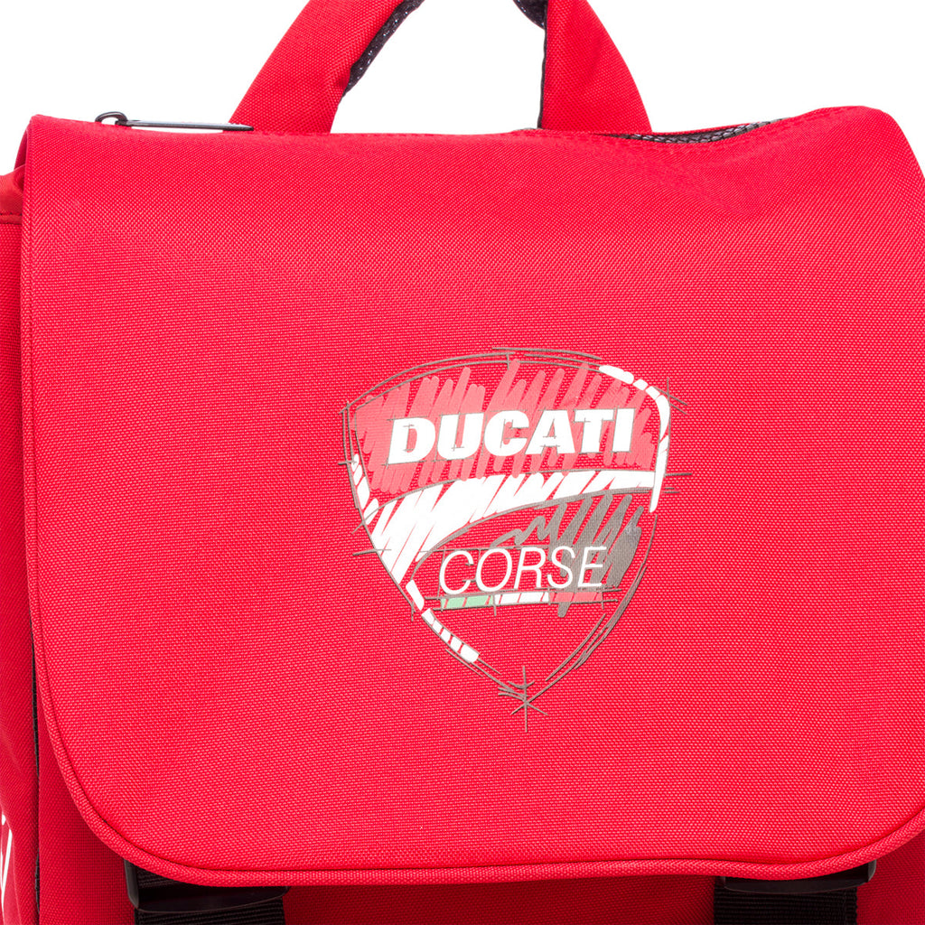 Zaino da scuola rosso con badge frontale Ducati Corse