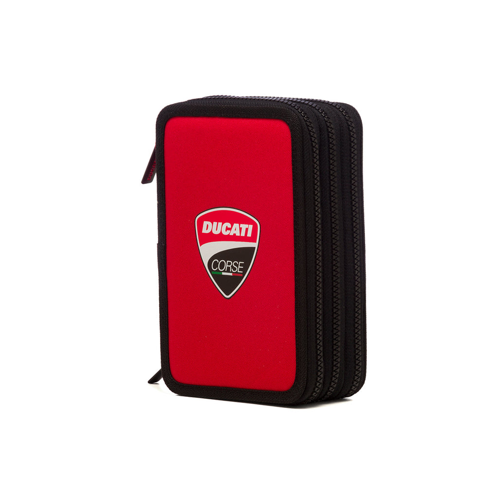 Astuccio a 3 cerniere rosso con badge Ducati Corse