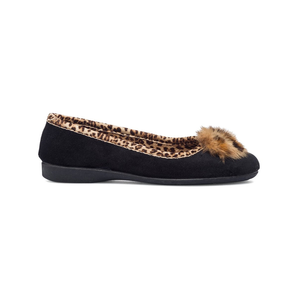 Ballerine nere in tessuto con profili animalier Annalisa Grenoble