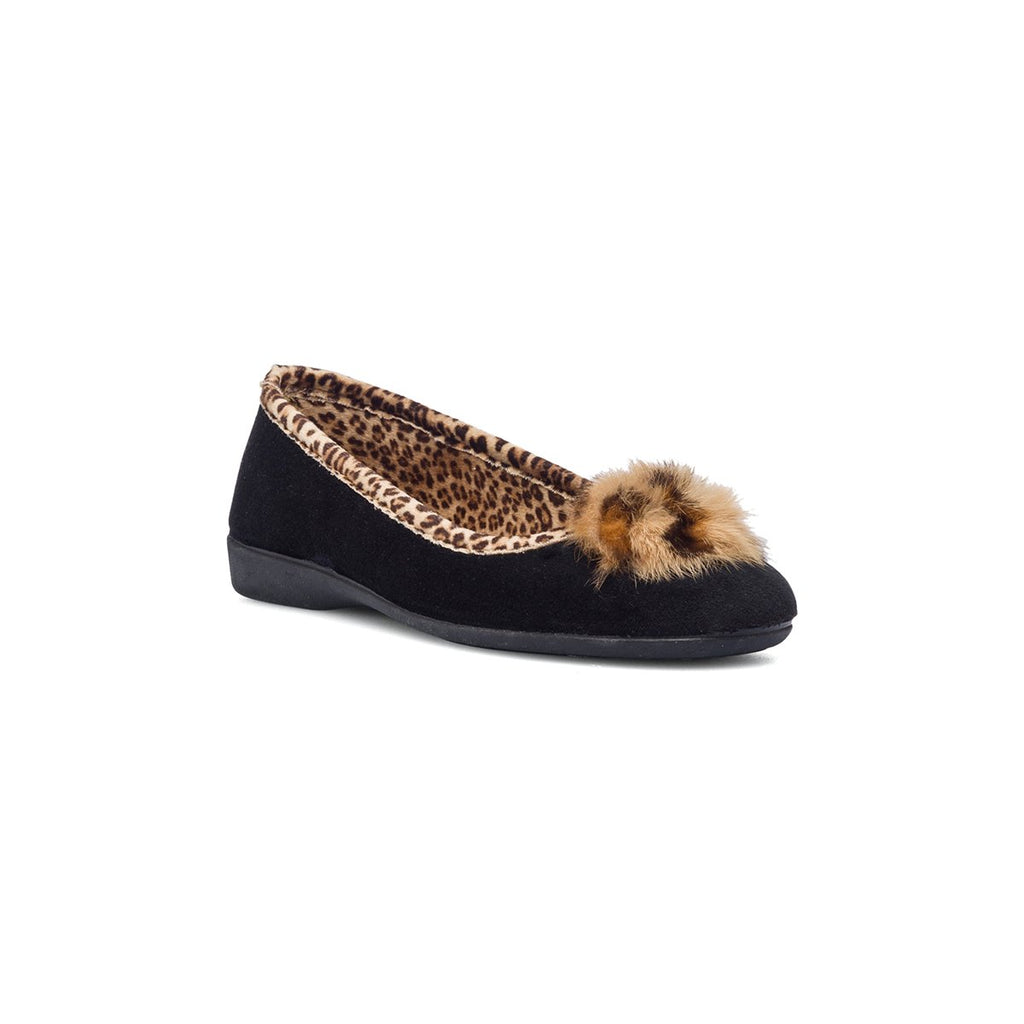Ballerine nere in tessuto con profili animalier Annalisa Grenoble