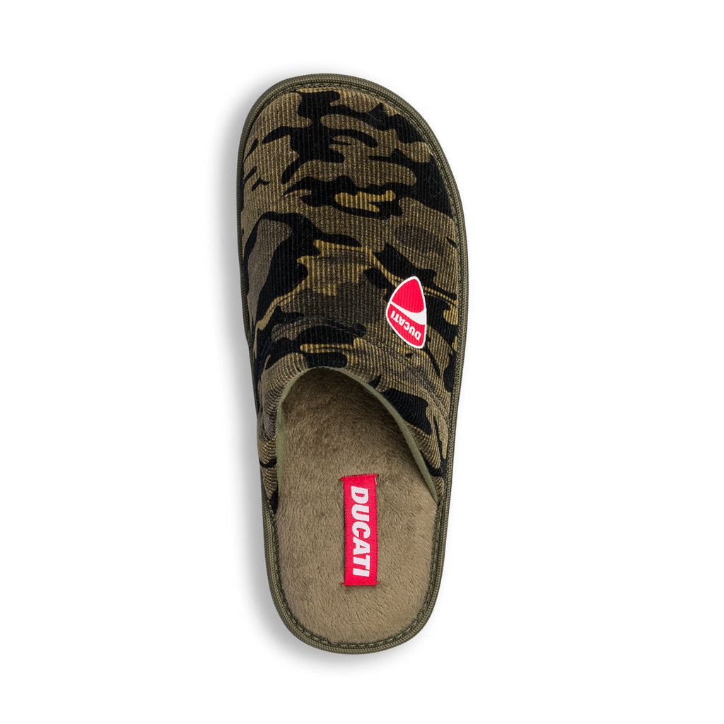 Pantofole da uomo verde militare con logo Ducati