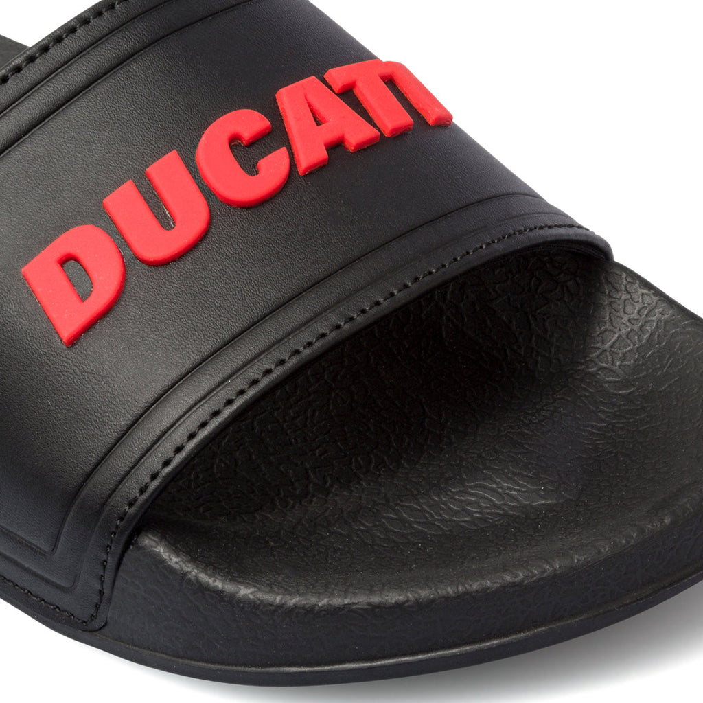 Ciabatte da uomo nere con logo a contrasto Ducati