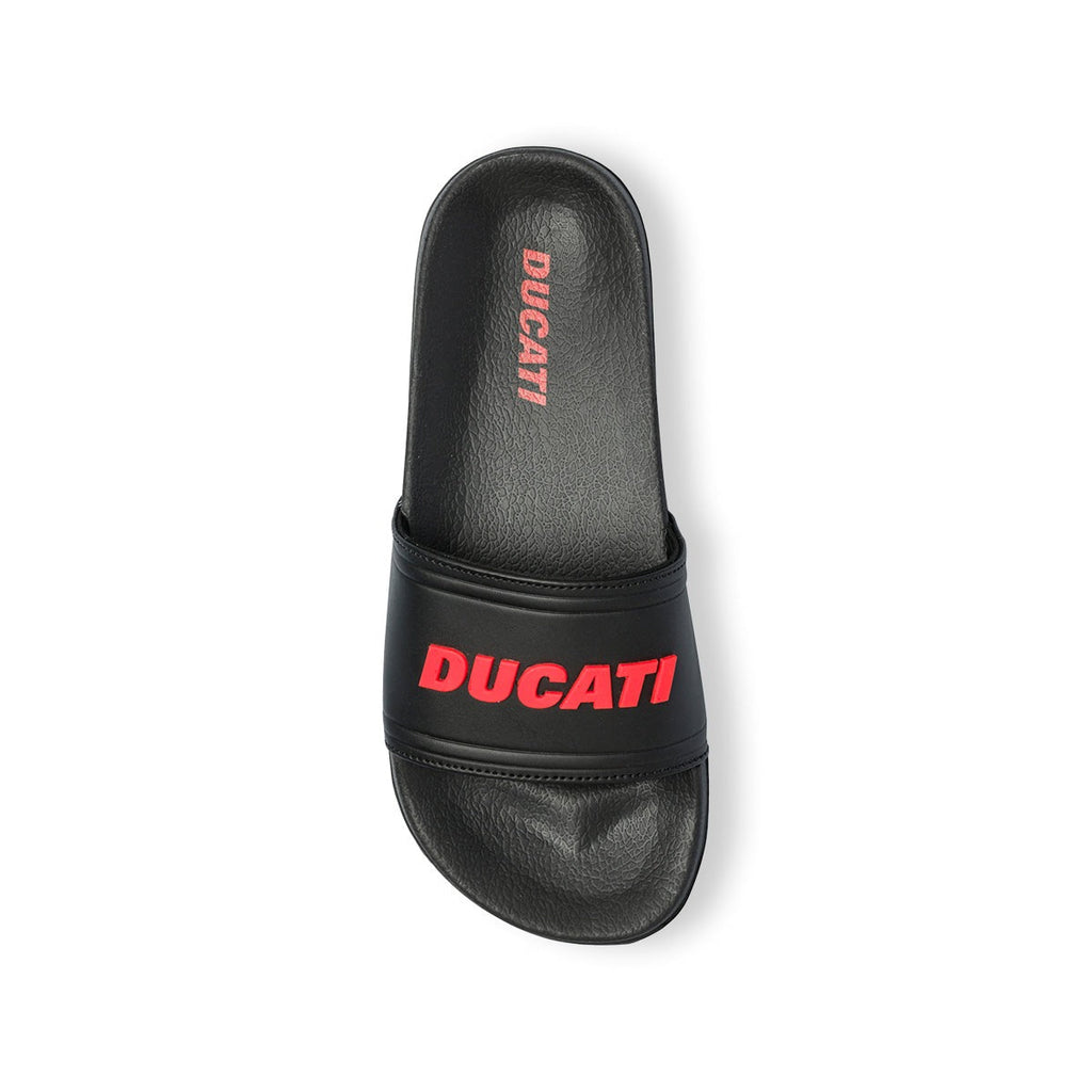 Ciabatte da uomo nere con logo a contrasto Ducati