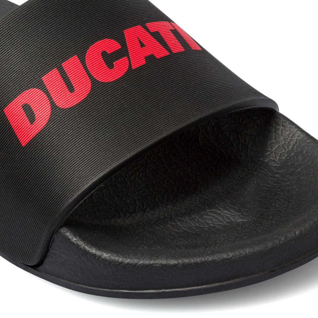 Ciabatte da uomo nere con logo a contrasto Ducati