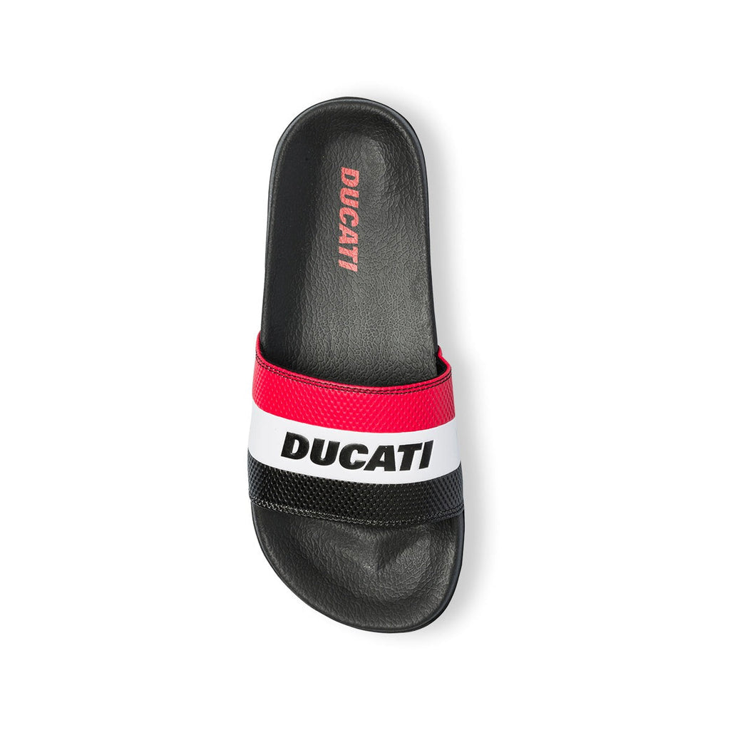 Ciabatte da uomo nere con fascia tricolore Ducati