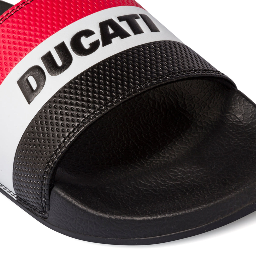 Ciabatte nere da uomo con fascia tricolore Ducati