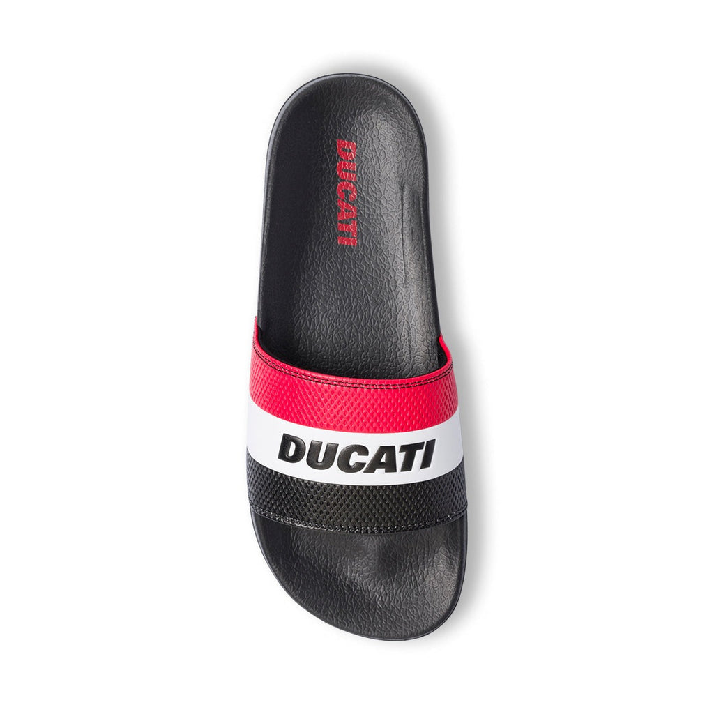 Ciabatte nere da uomo con fascia tricolore Ducati