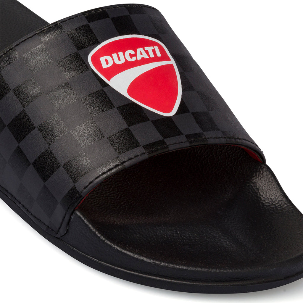 Ciabatte nere da uomo con logo Ducati