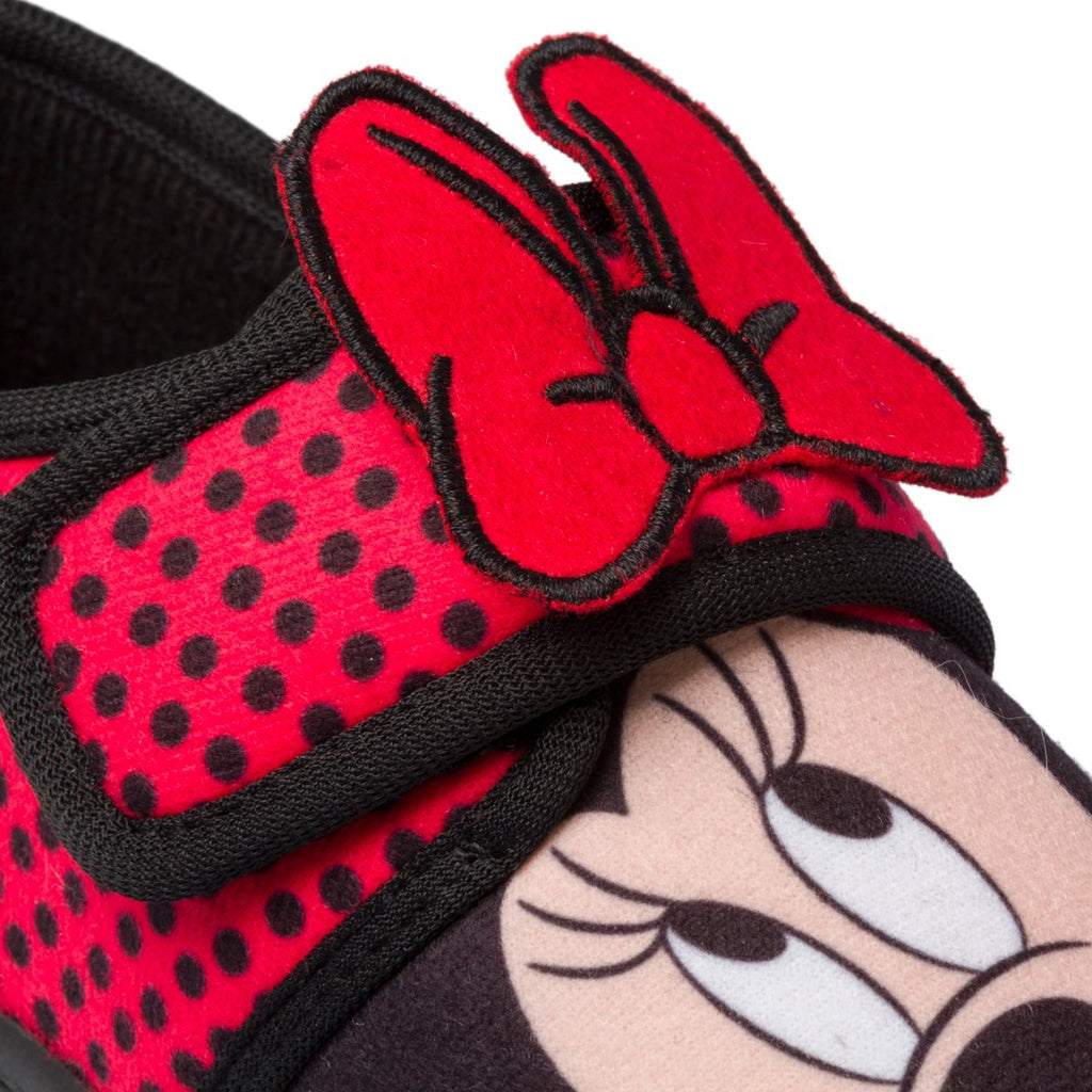 Pantofole da bambina rosse e nere con stampa Minnie