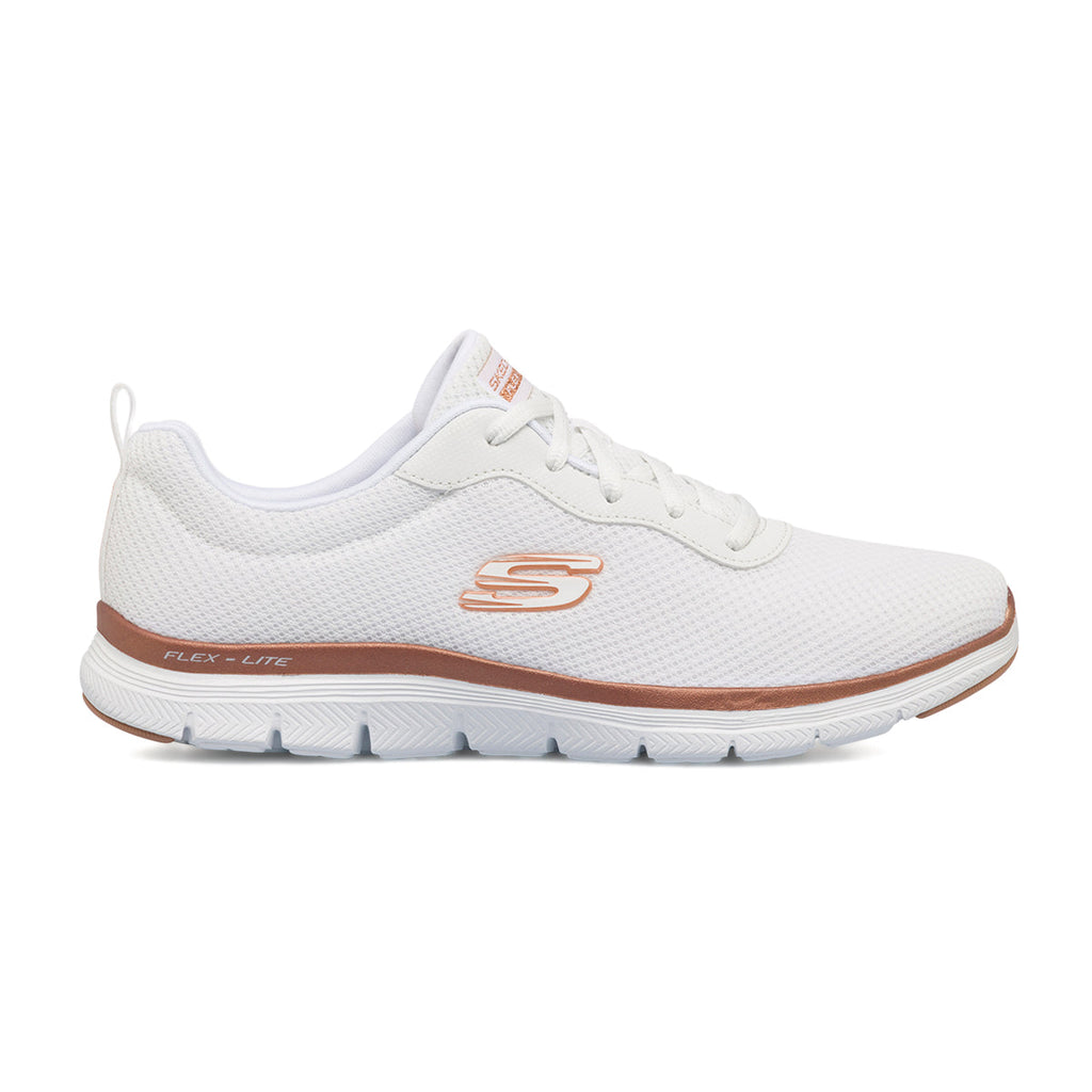 Scarpe da ginnastica bianche da donna con logo Skechers Flex Appeal 4.0