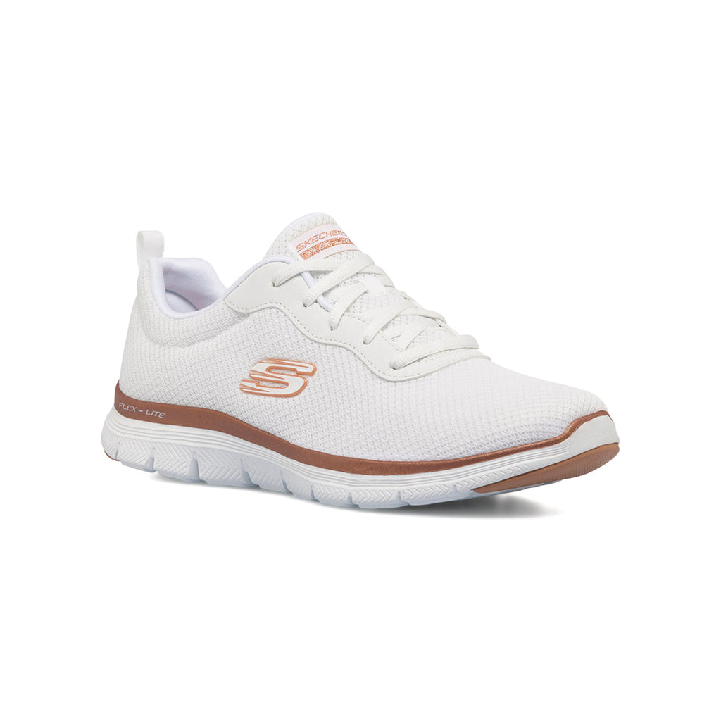 Scarpe da ginnastica bianche da donna con logo Skechers Flex Appeal 4.0