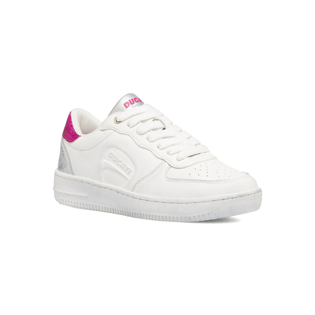 Sneakers bianche da donna con glitter fucsia Ducati Heritage