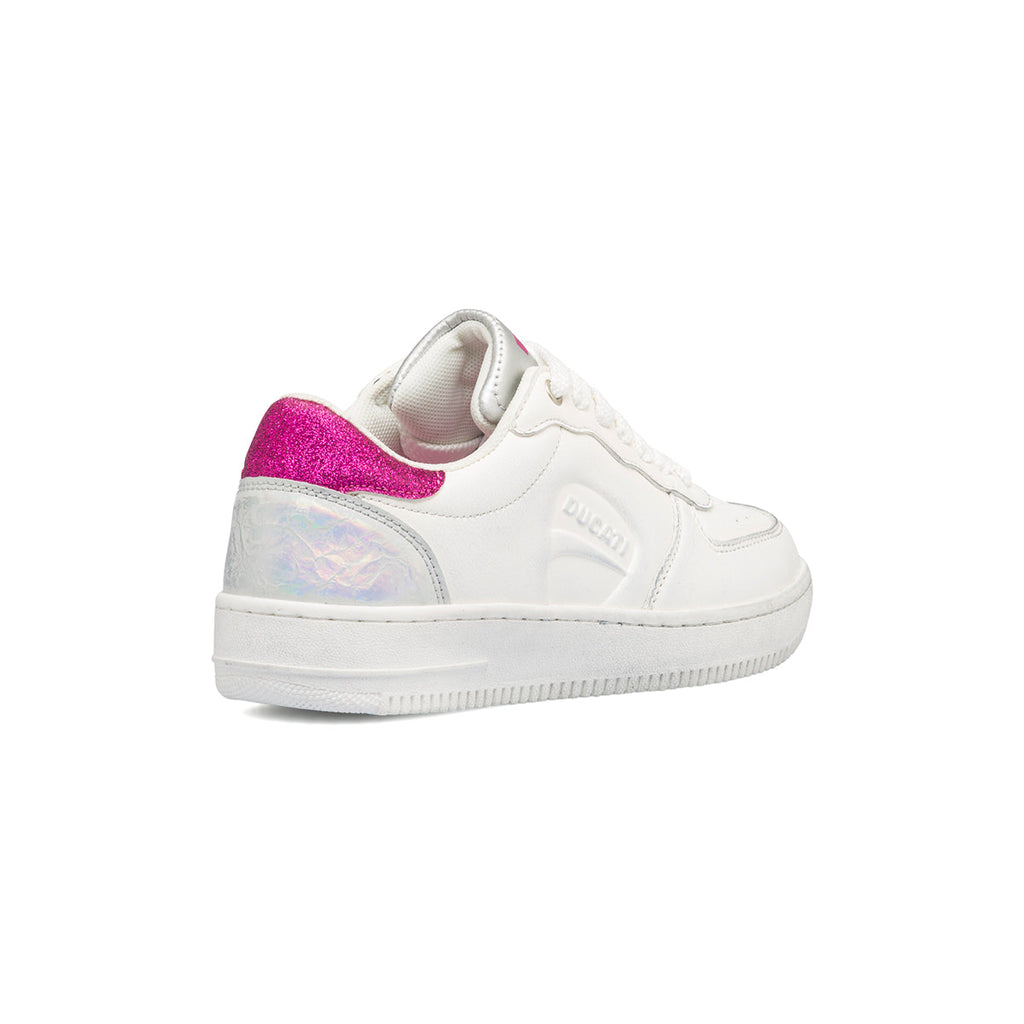 Sneakers bianche da donna con glitter fucsia Ducati Heritage