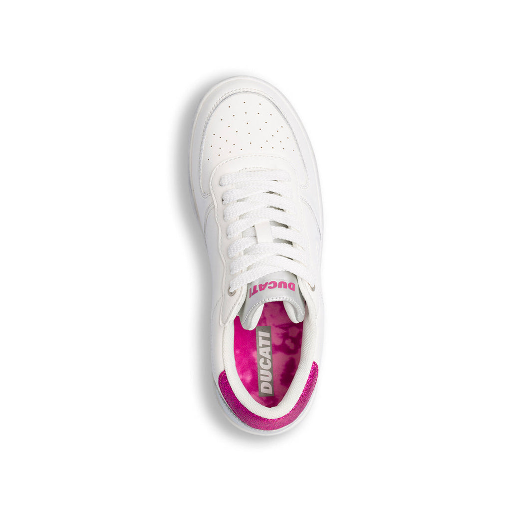 Sneakers bianche da donna con glitter fucsia Ducati Heritage