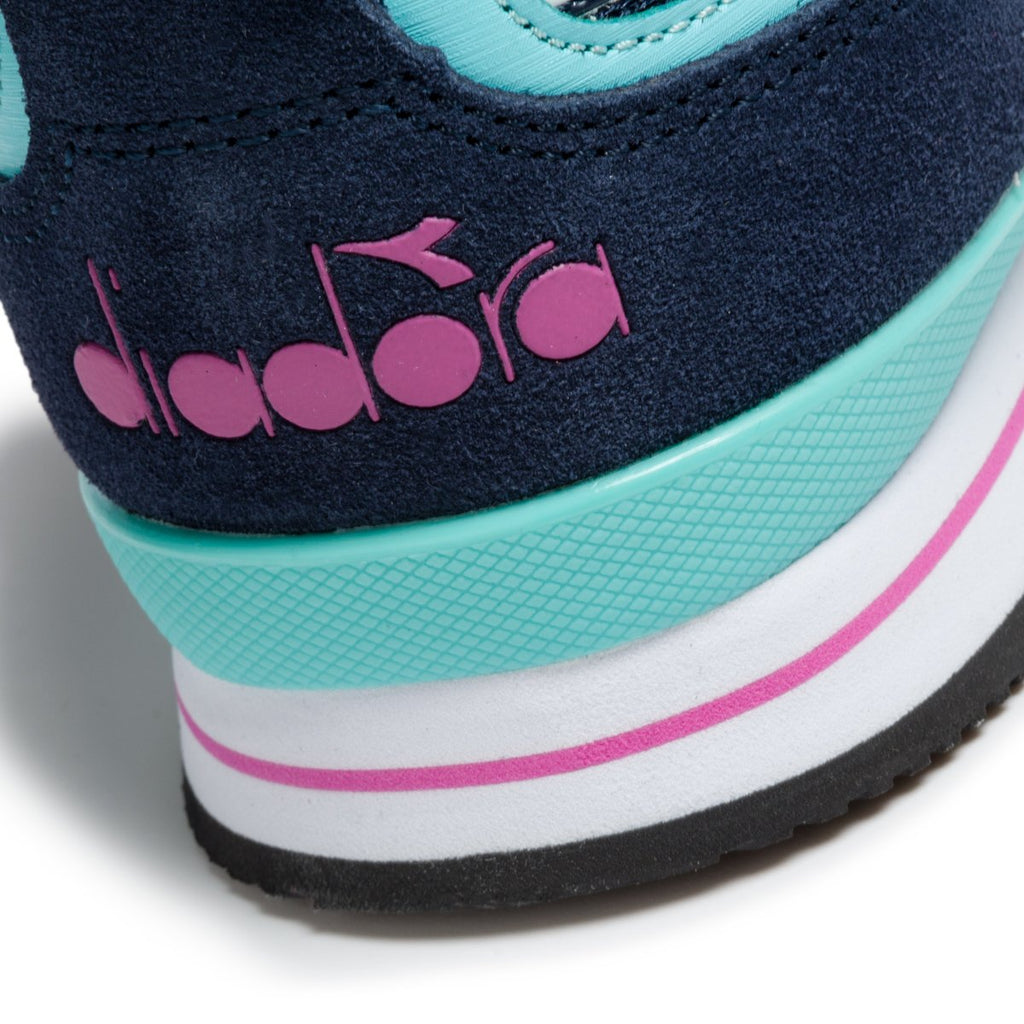 Scarpe da running blu e azzurre con suola bicolore Diadora Olympia Wn Plat