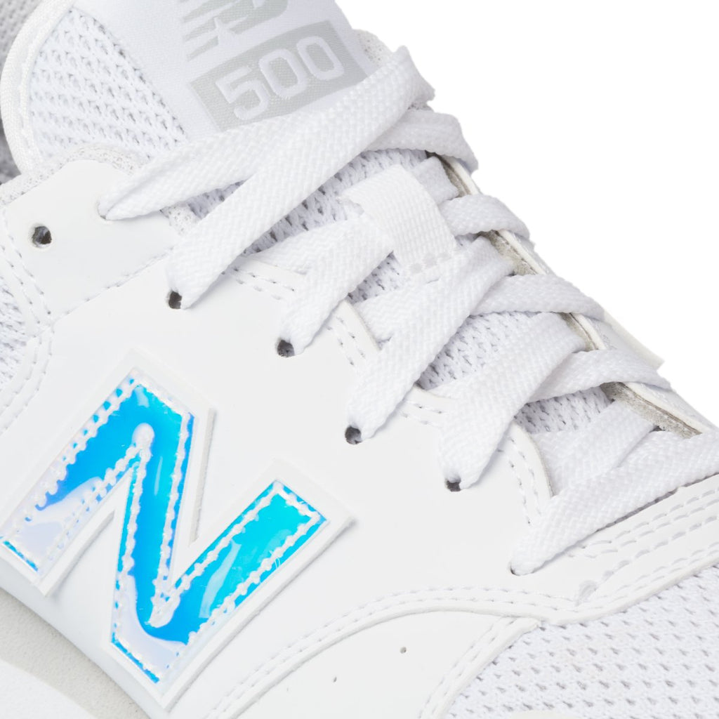 Sneakers bianche in similpelle e tessuto con logo laminato New Balance 500