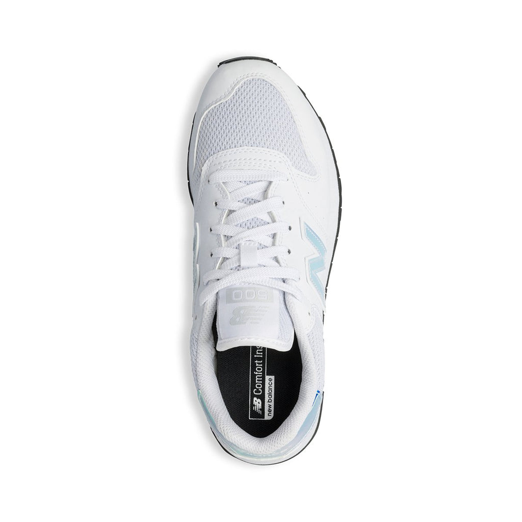 Sneakers bianche in similpelle e tessuto con logo laminato New Balance 500