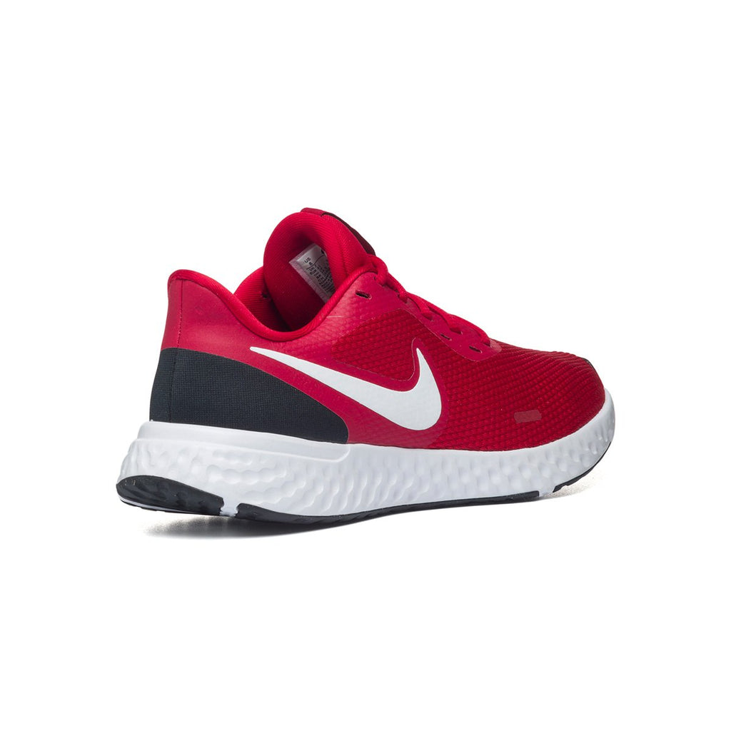 Scarpe da running rosse, nere e bianche in tessuto e similpelle con logo Nike Revolution 5