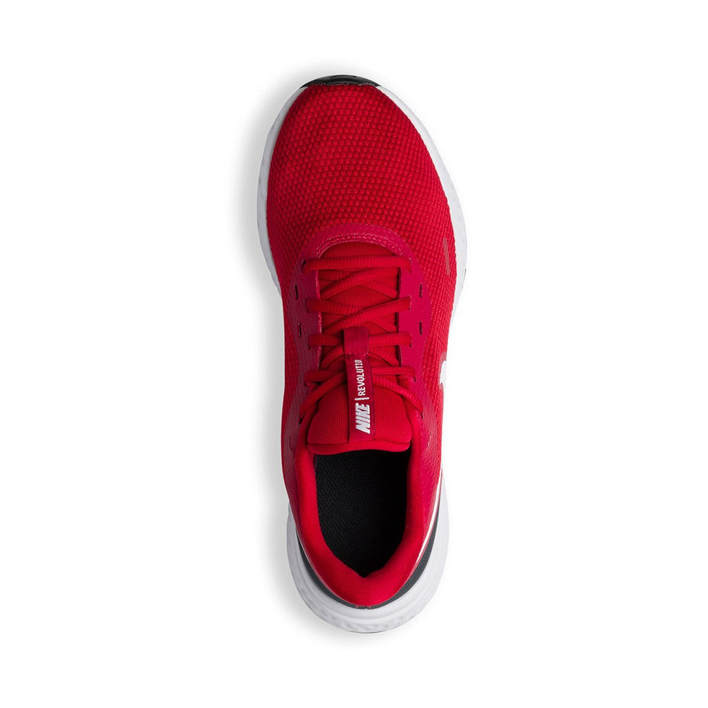 Scarpe da running rosse, nere e bianche in tessuto e similpelle con logo Nike Revolution 5