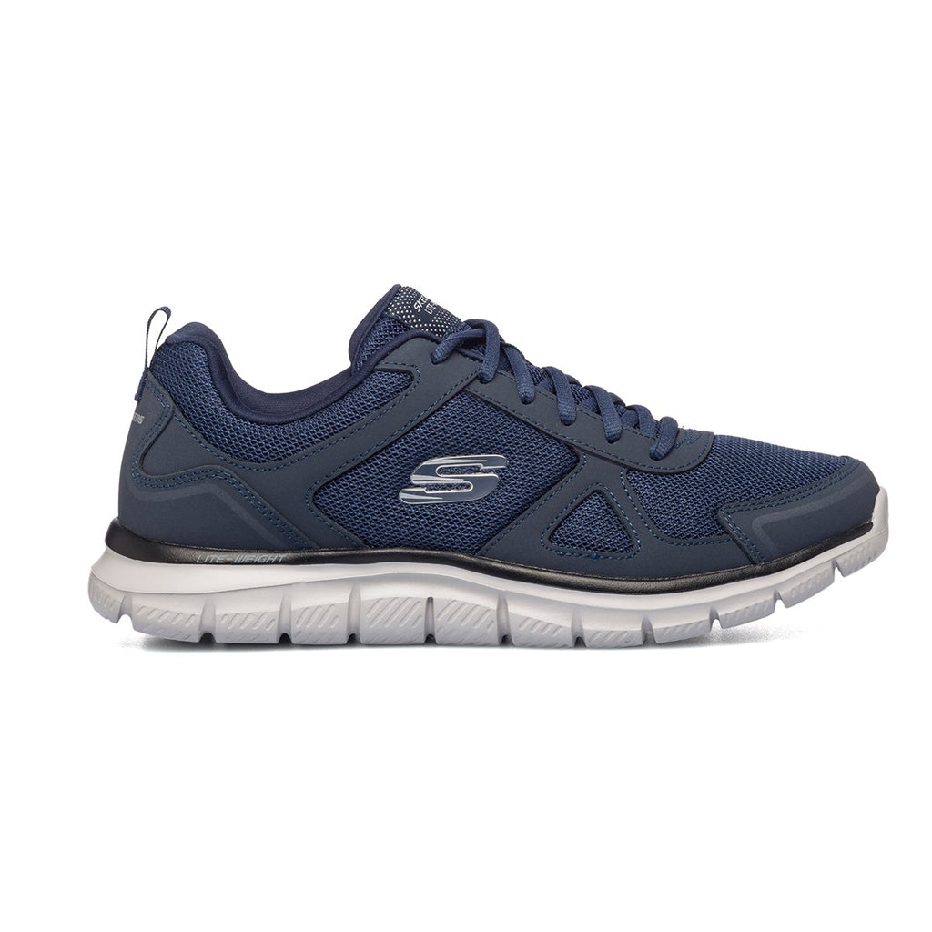 Scarpe da running blu e nere con logo laterale Skechers Track