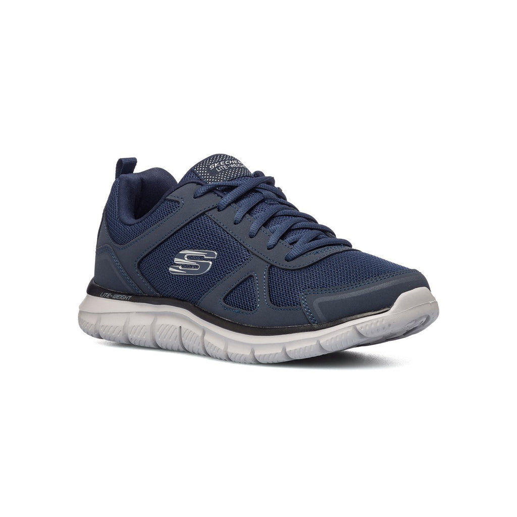 Scarpe da running blu e nere con logo laterale Skechers Track