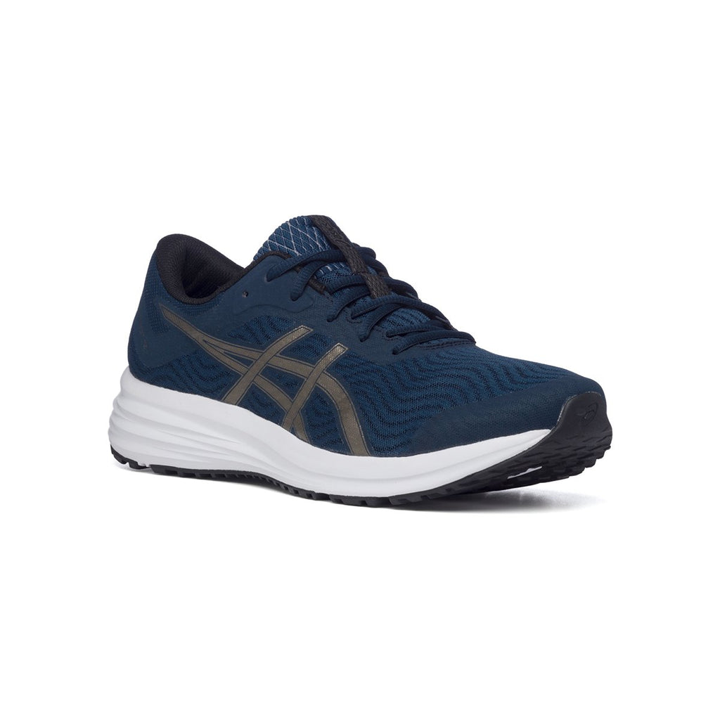 Scarpe da running blu con strisce laterali a contrasto Asics Patriot 12